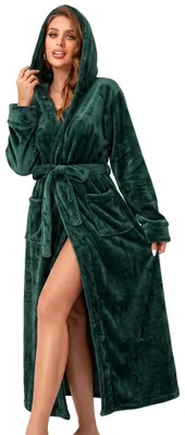 Productafbeelding van RONGTAI Dames Fleece Badjas met Kap – Snelle warmte voor thuis