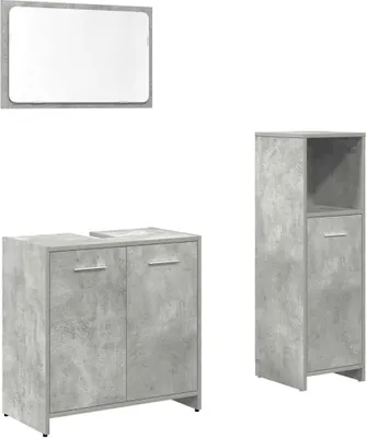 Produktbild von vidaXL 3-tlg. Badmöbel-Set Betongrau Holzwerkstoff