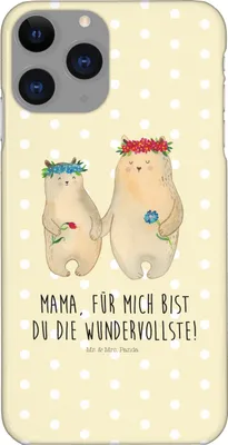 Produktbild von Mr. & Mrs. Panda Iphone 11 Pro Handyhülle Bären mit Blumenkranz - Gelb Pastell - Geschenk, Premium Kunststoff, Kinder, Handy Case, Family, Familie, Vorbild, Mutter