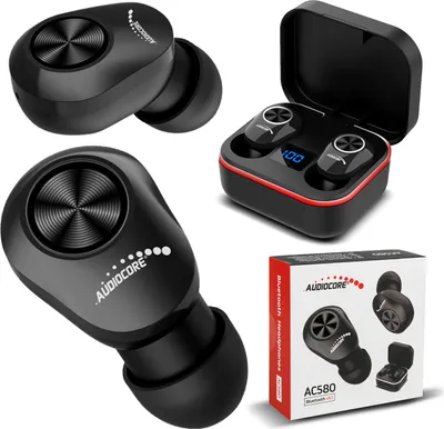 Obrázok produktu pre TWS Bluetooth slúchadlá do uší s nabíjacou základňou a integrovaným mikrofónom Bezdrôtové slúchadlá s dotykovou technológiou True Wireless Stereo BT5.1 Nabíjacia skrinka s displejom čierna