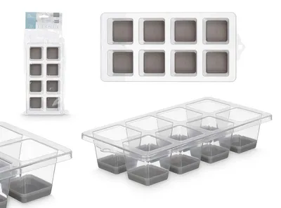 Eiswürfelform XXL, 8 Würfel, Kunststoff/Silikon, stapelbar, BPA-frei