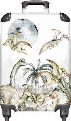 Obrázok produktu pre NoBoringSuitcases.com® Kufr Príručná batožina Vozík Kufr na kolieskach Malý cestovný kufor na 4 kolieskach - Dino - Jungle - Moon - Boys - Cabin Size < 55x40x23 cm & 55x40x20 cm - Foto kufor - Príručný kufor - Palubná batožina - Detský kufor - Detský vozík.
