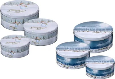 Produktbild von Gebäckdose Keksdose " Weihnachten" 6er Set rund Weihnachtsmotiv