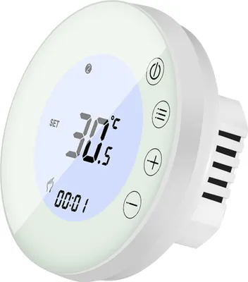 Zdjęcie produktu dla Programowalny inteligentny cyfrowy termostat pokojowy z okrągłym podświetlanym ekranem dotykowym LCD dla domu, szkoły, biura i hotelu