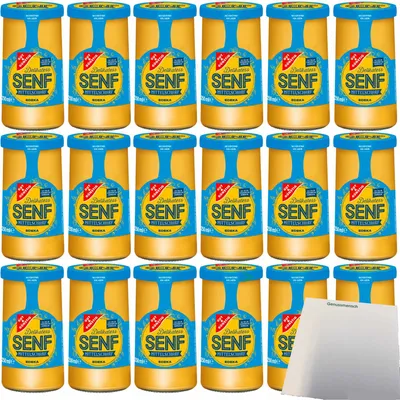 Produktbild von Gut & Günstig Delikatess-Senf mittelscharf 18er Pack (18x250ml Glas) + usy Block