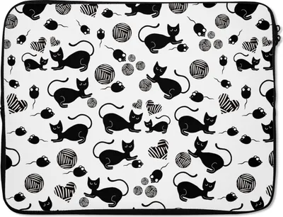 Produktbild von MuchoWow® Laptop Hülle 15 Zoll Mädchen - Katze - Maus - Muster - Mädchen - Kinder - Kinder - Mädchen Laptoptasche - Laptoptasche - Sleeve - Rundum-Schutz