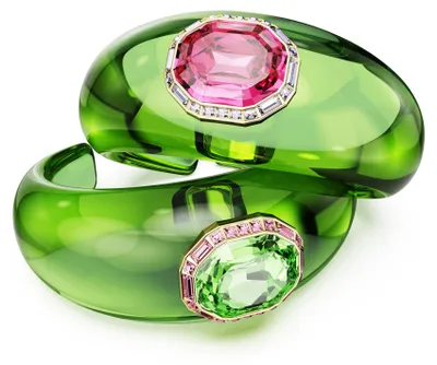 Produktbild von Swarovski Dulcis Armreif, Set aus Zwei Vergoldeten Damenarmreifen mit Grünen und