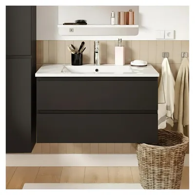 Image de Meuble simple vasque SORRENTO 80cmReproduction chêne et robinet