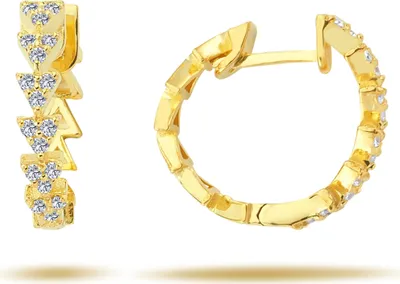 Produktbild von Pfeil Creolen Diamanten Brillant Schliff Ohrringe 14 Karat Gelbgold