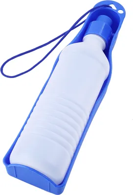 Produktbild von Hunde-Trinkflasche, 500ml, blau, mit Napf, tragbar, für Reisen, Spaziergänge, Camping, Hund