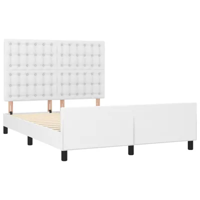 Produktbild von Bettgestell mit Kopfteil Weiß 140x190 cm Kunstleder