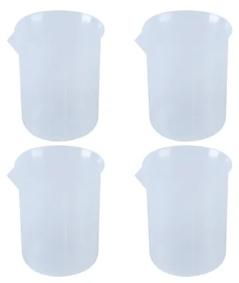 4er-Set 100 ml transparente Messbecher aus PP-Kunststoff