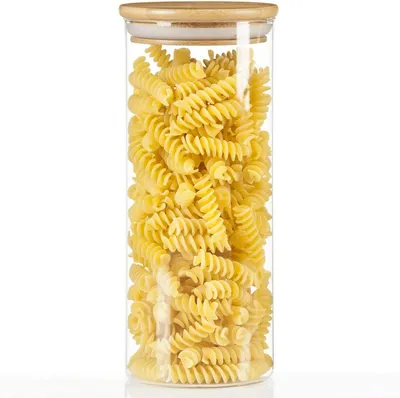 Productafbeelding van Dimono voorraadpot, maat L (9x20 cm) - Hoogwaardige glazen voorraaddoos voor voedingsmiddelen, kruiden en koffie - Ronde, luchtdichte opbergpot