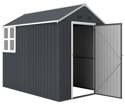Obrázok produktu pre Outsunny oceľová záhradná búda 4 m² so skriňou a oknom, rozmery 259 x 172 x 222 cm