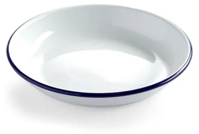 Produktbild von 12 Stück tiefe Emaillieteller, weiß-blau Ø 24 cm
