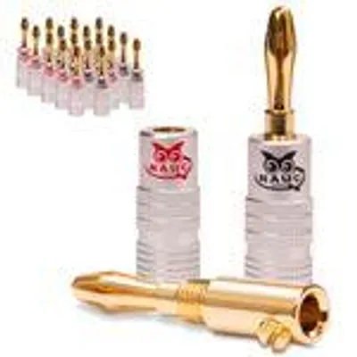 Produktbild von NAUC Bananenstecker 4mm schraubbar 24K vergoldet Lautsprecherkabel 20x Stecker