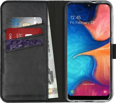 Produktbild von Selencia Echtleder Klapphülle Samsung Galaxy A20e - Schwarz