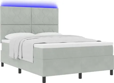 Image de Lit boxspring avec matelas gris clair 160 x 200 cm velours