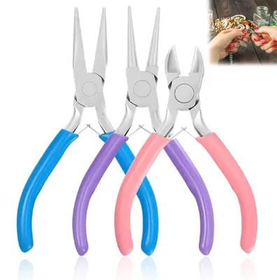 Produktbild von Schmuckzangen Set – 3-teilig – Rundzange – Spitzzange – Seitenschneider – Schmuckwerkzeug – für Schmuckherstellung, Perlen, Anhänger, Armbänder