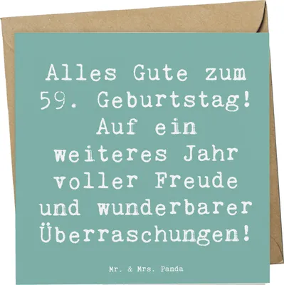 Produktbild von Mr. & Mrs. Panda Grußkarte Spruch 59. Geburtstag - Meeresbrise - Geschenk, Glück, anlasskarte, Jahr voller Freude, Glückwunschkarte, Klappkarte, faltkarte, doppelkarte