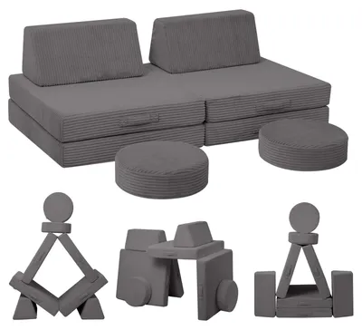 Modulare Spielbank aus Cord, 8-teilig, anthrazit