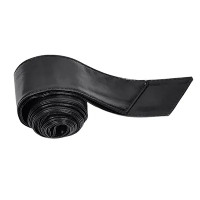 Produktbild von Damen Kunstleder Schleife Wickelkorsett Krawatte Cinch Taillengürtel Band Bund-Schwarz