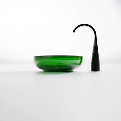 Produktbild von Steinberg Serie 489 Aufsatzwaschtisch, rund, aus Polyresin, mit Ablaufstopfen, 400x400x140mm, 489601032