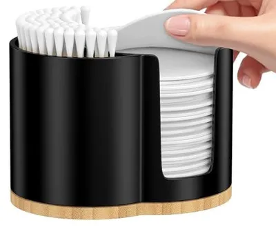 Produktbild von Wattepadspender und Wattestäbchen Behälter - 2-in-1 Aufbewahrungsbox aus Acryl - Badezimmer Organisation