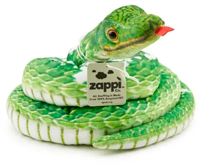 Image de Zappi Co - Serpent en peluche douce et moelleuse, remplie, de la collection "Safari", idéale pour les enfants (180 cm de longueur). Modèle : serpent python vert