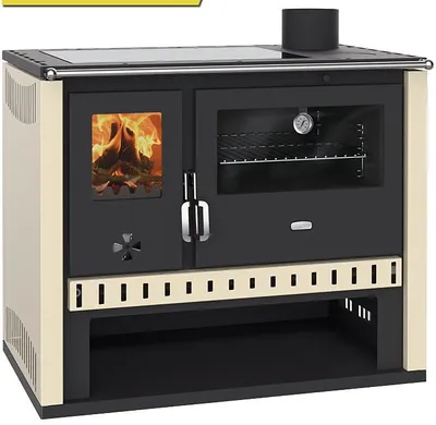 Produktbild von Prity GT FS G – Holzherd, Stahlbackofen, Glaskeramikkochfeld, 15 kW, Ivory Links