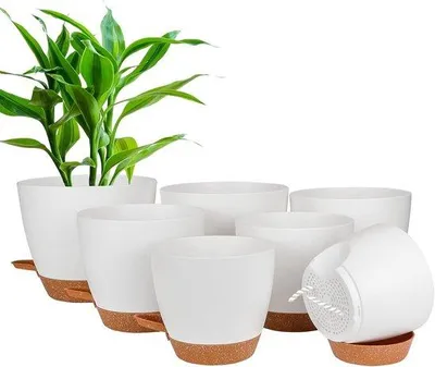 Produktbild von Famanu Blumentopf mit Bewässerungssystem - Selbstbewässerung - 7 Stück - Kunststoff