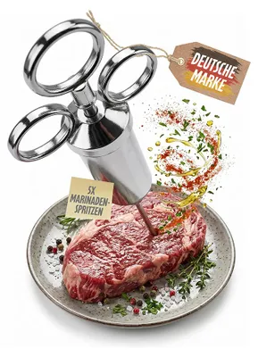 Produktbild von Edelstahl Bratenspritze Marinadenspritze Marinierspritze Gewürzspritze V2Aox, Anzahl:5 Stück