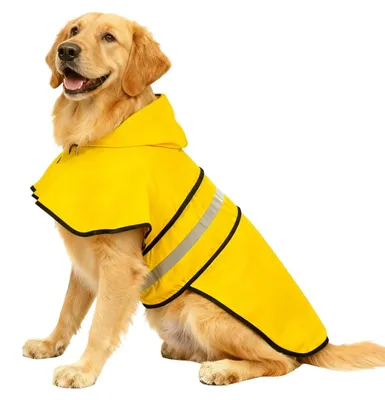 Produktbild von Wasserdichte Regenjacke für Hunde mit Reflektoren und Kapuze
