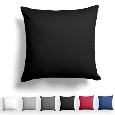 Produktbild von Mako Satin-Kissenbezug 50 x 50 cm – 100 % Baumwolle mit Reißverschluss, superweicher Kissenbezug,  Standard , schwarz, nur Kissenbezug