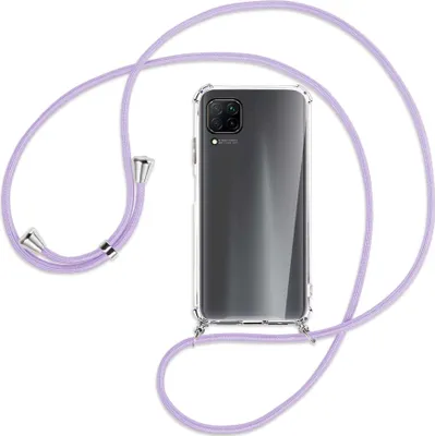 Produktbild von Handykette Backcover-Schutzhülle mit Band (Metall silberfarben) für Huawei P40 lite - violett