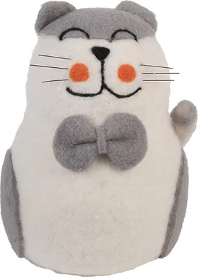 Produktbild von Clayre & Eef Dekorationsfigur Katze 14x14x20 cm Weiß Filz