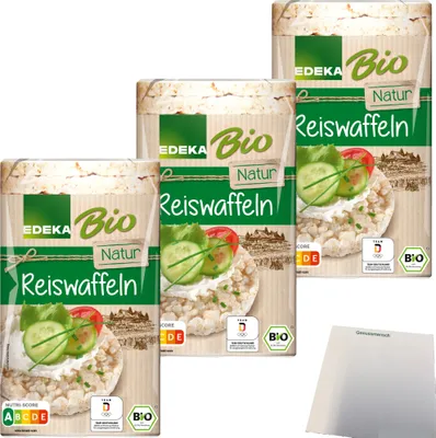 Produktbild von Edeka  Reiswaffeln natur ungesalzen mit Sesam verfeinert 3er Pack (3x100g Packung) + usy Block