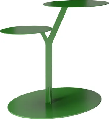 Produktbild von Beistelltisch IROKO mit 2 Ablagen / Metall / Kaffeetisch - Sofatisch - Laptoptisch / Oval 44,5 x 54 x 32 cm / Grün