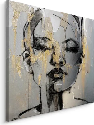 Produktbild von Muralo CANVAS Leinwand Bilder Abstrakt GESICHT Porträt Glamour Malerei Wanddeko Design XXL Br. 60 cm x Hö. 60 cm