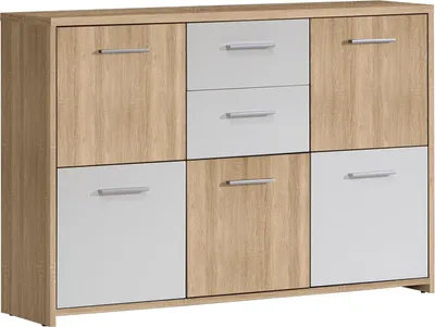 Produktbild von Sideboard >Odessa< in Sonoma-Eiche Weiß - 114.1x77.5x29.6cm (BxHxT)