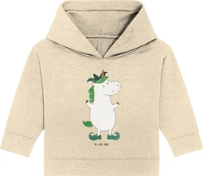 Produktbild von Mr. & Mrs. Panda Organic Baby Hoodie Einhorn Joker 24. - 36. Monat - Natural Raw - Geschenk, Unicorn, Kasper, Kapuzenshirt, Mittelalter, Hofnarr, Kapuzensweatshirt