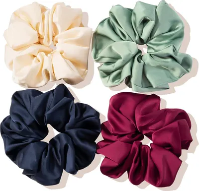 Image de Lolalet Grands élastiques à cheveux en satin de soie Scrunchies Femme 4 couleurs