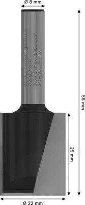 Produktbild von PRO Nutfräser, zweischneidig, D 22, L 24,6, S 8