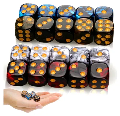 Produktbild von 20 Stück Würfelset, 16 mm Bunte D6 Acrylwürfel in 4 Farben für Rollenspiele und Tischspiele