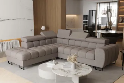 Produktbild von Ecksofa ASPEN verstellbare Kopfstützen Schlaffunktion Bettkasten 260×225 cm - Beige - LINKS