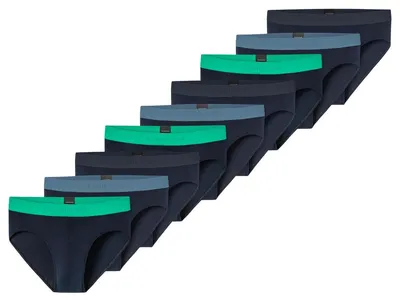 Produktbild von Schiesser 9er Pack 95/5 Baumwolle Rio Slip / Unterhose Sportlicher Webgummibund mit kontraststarkem Logo , Bequeme Beinausschnitte, In perfekt sitzender, elastischer Qualität