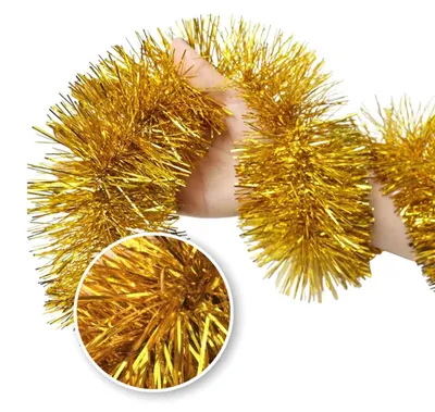 Lametta-Girlande, glitzernd, 2 m, 5 Stück, Gold