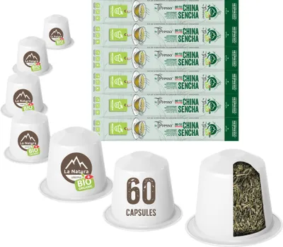 Produktbild von China Sencha Tee - 60 Teekapseln | La Natura Lifestyle by Tpresso Organic 120g| biobasiert | Nespresso®*³ kompatible