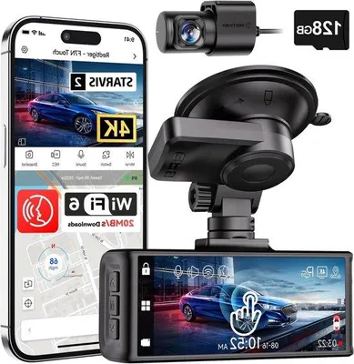Obrázek produktu pro 4K palubní kamera – Autokamera, záznamník jízd – Záznam bezpečného řízení – Ovládání dotykovým displejem – 3,18palcový displej – Černá barva
