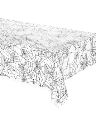 Produktbild von Halloween transparente Tischdeko Spinnennetz-motiv schwarz